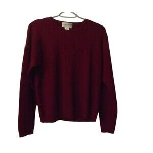 Pendleton Sweater Size Large Burgundy 100% Merino Wool Ribbed Crewneck